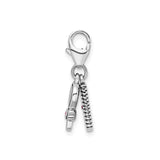 Sterling Silver Baby Shoe Charm with Pink Crystal Accents and Bow Detail