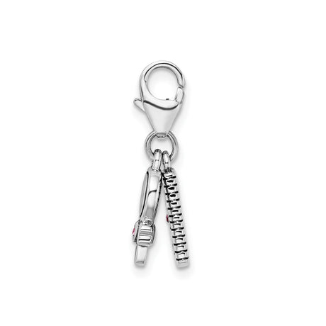 Sterling Silver Baby Shoe Charm with Pink Crystal Accents and Bow Detail