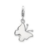 Sterling Silver Butterfly Charm with Pink Glitter Enamel Wings, Feminine and Whimsical Design