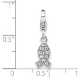 Sterling Silver Awareness Ribbon Pendant with Clear Crystal Accents, Support Symbol Jewelry