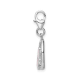 Sterling Silver Mom Charm with Intertwined Hearts, Pink Enamel and Crystal Accents