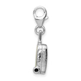 Sterling Silver Suitcase Charm Pendant, Brazil Flag Enamel, Travel Theme Jewelry for Women