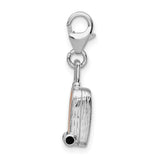 Sterling Silver Suitcase Charm Pendant with Canadian Flag and Maple Leaf Design, Travel Theme