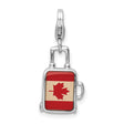 Sterling Silver Suitcase Charm Pendant with Canadian Flag and Maple Leaf Design, Travel Theme