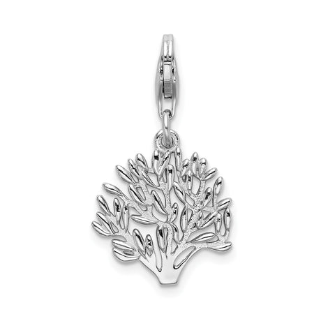 Sterling Silver Tree of Life Pendant Charm with Detailed Branch and Leaf Design for Women