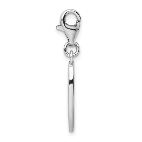 Sterling Silver Surfboard Charm with Orange Red Enamel Hibiscus Flower Design