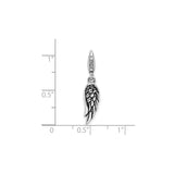 Sterling Silver Angel Wing Charm Pendant with Feather Engravings, Christian Memorial Jewelry for Women