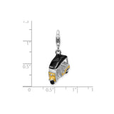 Sterling Silver Auto Rickshaw Charm with Enamel Detailing, Cultural Travel Pendant