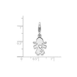 Sterling Silver Girl Shaped Pendant with Cutout Heart and Star, Cubic Zirconia Accent, Family-Inspired Design