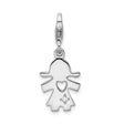 Sterling Silver Girl Shaped Pendant with Cutout Heart and Star, Cubic Zirconia Accent, Family-Inspired Design