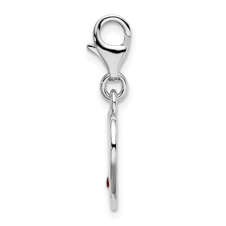 Sterling Silver Heart Charm Pendant with Cubic Zirconia, Romantic Love Jewelry for Women