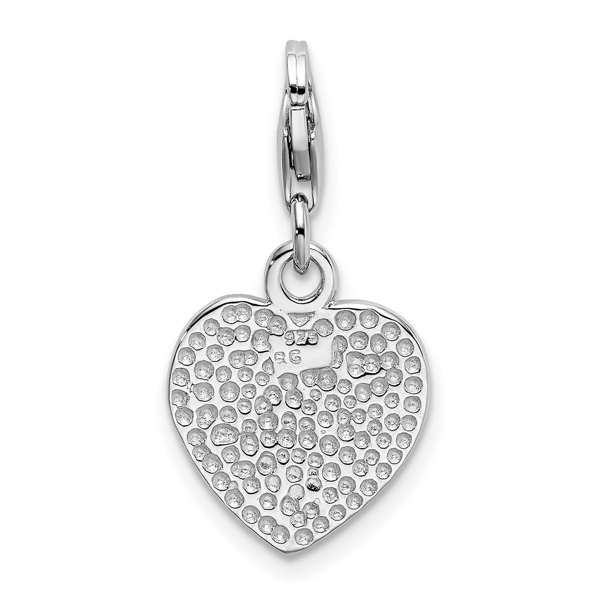 Sterling Silver Heart Charm Pendant with Cubic Zirconia, Romantic Love Jewelry for Women
