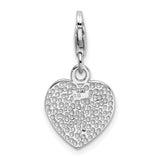 Sterling Silver Heart Charm Pendant with Cubic Zirconia, Romantic Love Jewelry for Women