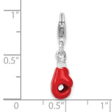 Sterling Silver Boxing Glove Charm with Red Enamel, Lobster Clasp, Motivational Unisex Jewelry