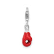 Sterling Silver Boxing Glove Charm with Red Enamel, Lobster Clasp, Motivational Unisex Jewelry