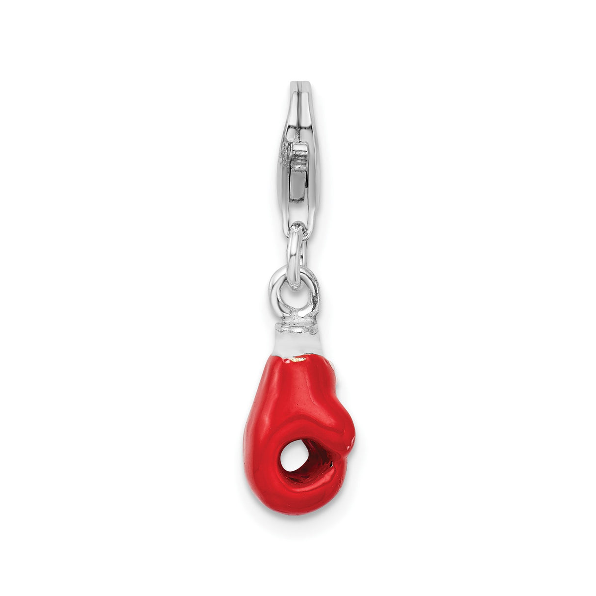 Sterling Silver Boxing Glove Charm with Red Enamel, Lobster Clasp, Motivational Unisex Jewelry