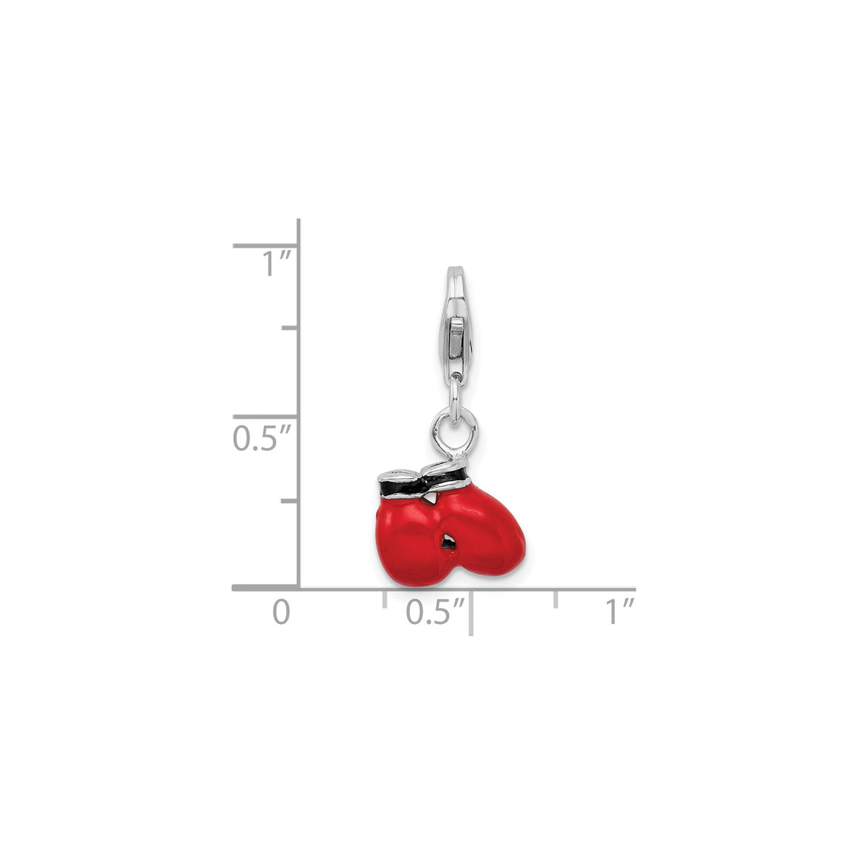 Sterling Silver Boxing Charm with Red Enamel Gloves, Sports Pendant for Fighters and Athletes