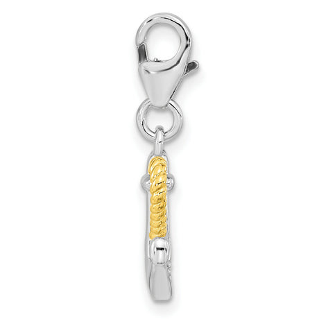 CZ Heart and Anchor with Fancy Lobster Clasp Charm Pendant in Real 925 Sterling SIlver