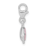 Sterling Silver Fish Charm with Pink Enamel, Whimsical Ocean Theme for Women or Girls