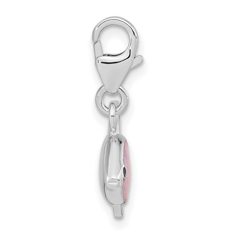 Sterling Silver Fish Charm with Pink Enamel, Whimsical Ocean Theme for Women or Girls