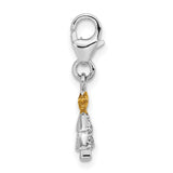Polished CZ Christmas Tree with Fancy Lobster Clasp Charm Pendant in Real 925 Sterling SIlver