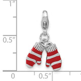 Sterling Silver Boxing Glove Pendant with Red and White Enamel, Athletic Sports Charm for Women or Unisex