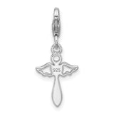 Sterling Silver Angel Pendant with Red Heart and Outstretched Wings