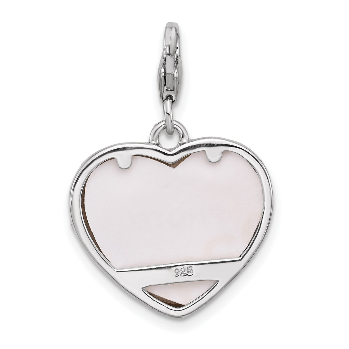 Sterling Silver Heart Photo Charm with Lavender Enamel and Butterfly Accents, Little Princess Design