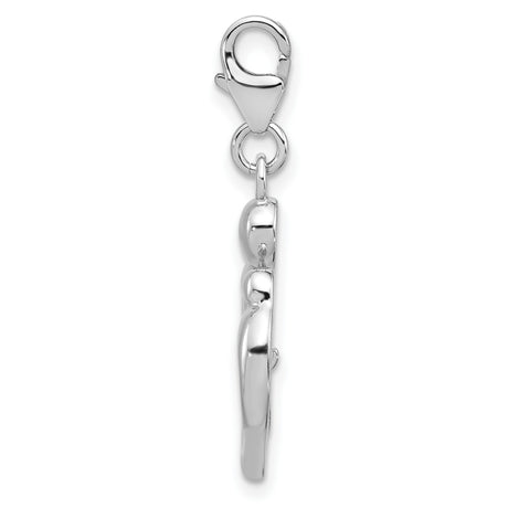 Sterling Silver Heart Pendant with Mother and Design, Red Enamel Accent