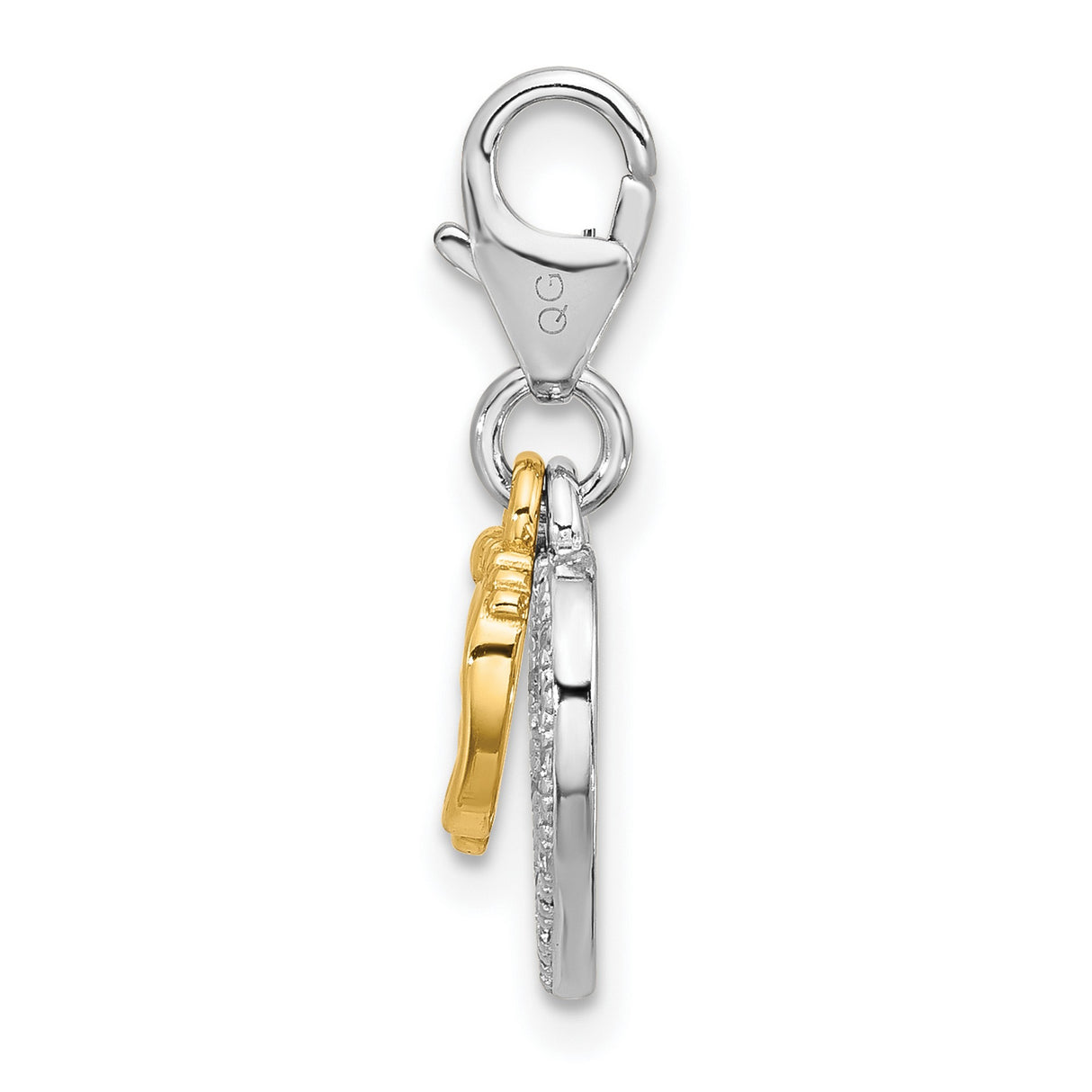 Sterling Silver Heart Pendant with Gold-Plated Baby Footprints and Cubic Zirconia Accent