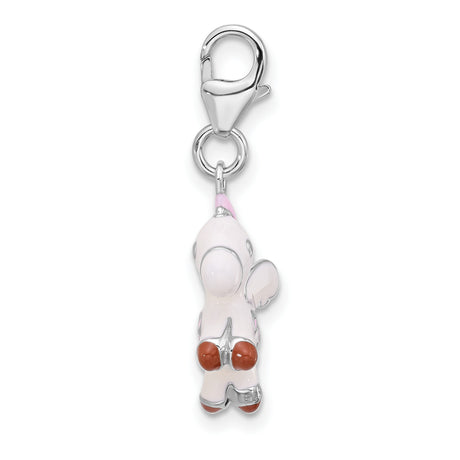Sterling Silver Unicorn Charm with Pink Mane and Wings, Fantasy Pegasus Pendant