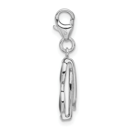 Sterling Silver Sunglasses Charm Pendant with Black Enamel and Cubic Zirconia Accents