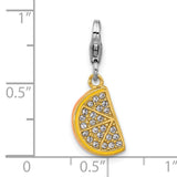 Sterling Silver Citrus Slice Charm Pendant with Clear Crystal Accents, Fun Summer Jewelry