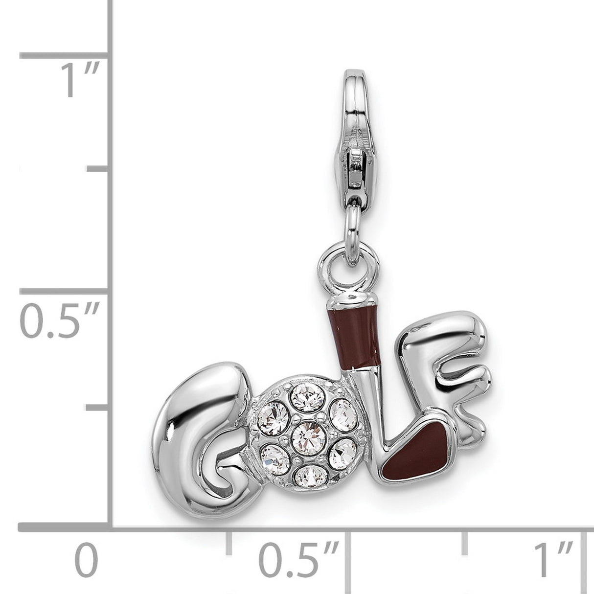 Sterling Silver Golf Club and Ball Pendant with Clear Crystal Accents, Sports Charm for Women