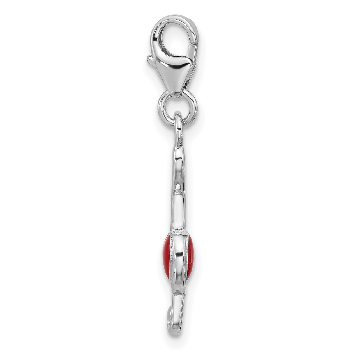 Sterling Silver Treble Clef Pendant with Red Heart Accent, Musical Charm for Women