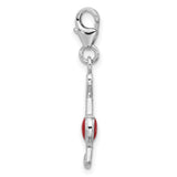 Sterling Silver Treble Clef Pendant with Red Heart Accent, Musical Charm for Women