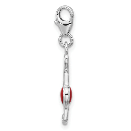 Sterling Silver Treble Clef Pendant with Red Heart Accent, Musical Charm for Women