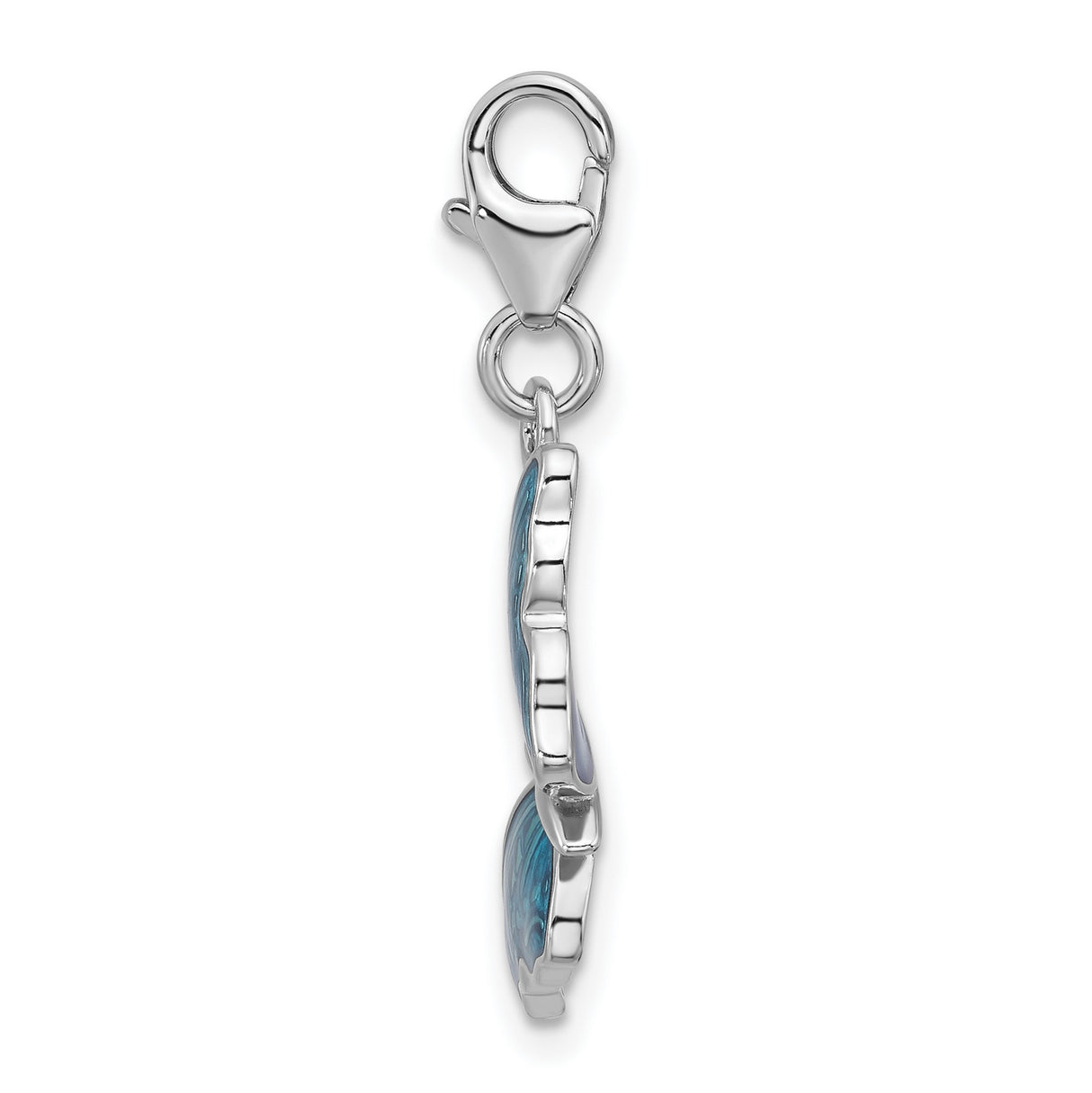 Sterling Silver Butterfly Charm Pendant with Blue Enamel, Inspirational Nature Design