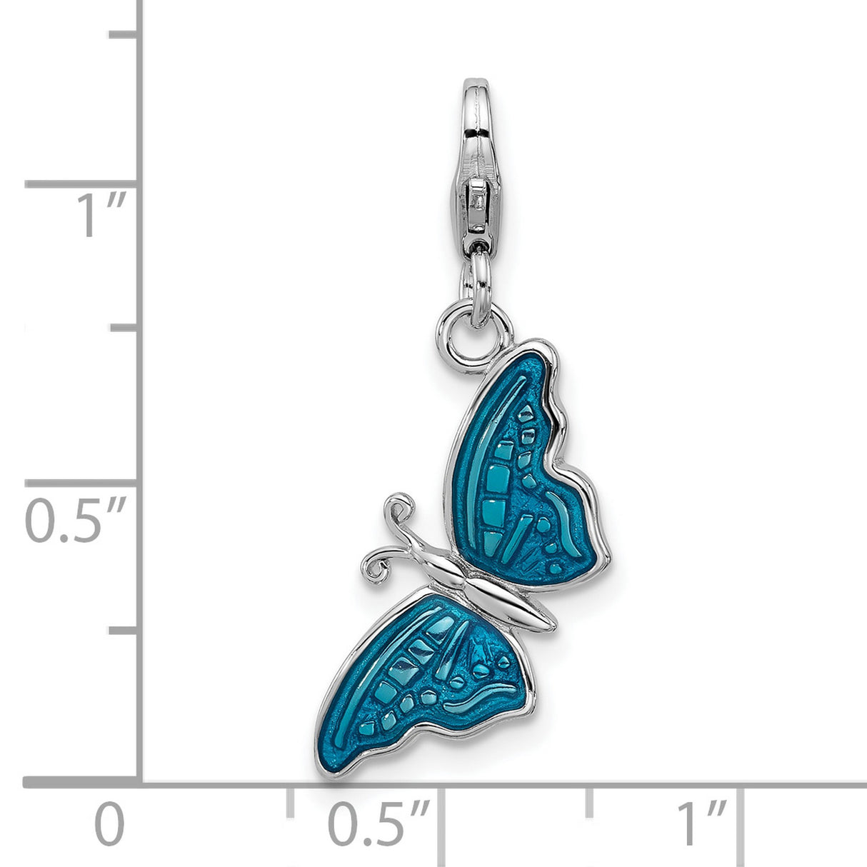Sterling Silver Butterfly Charm Pendant with Blue Enamel, Inspirational Nature Design