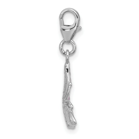 Sterling Silver Butterfly Pendant Charm with Purple and White Enamel, Nature Motif Design
