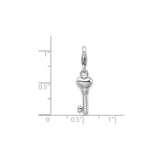 Sterling Silver Heart Key Charm Pendant with Lobster Clasp, Romantic Jewelry for Women