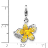 Sterling Silver Charm with Yellow Enamel Daffodil Flower, Nature-Inspired Floral Pendant
