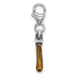 Sterling Silver Axe Pendant with Wood-Tone Enamel Handle, Outdoorsman Charm Design
