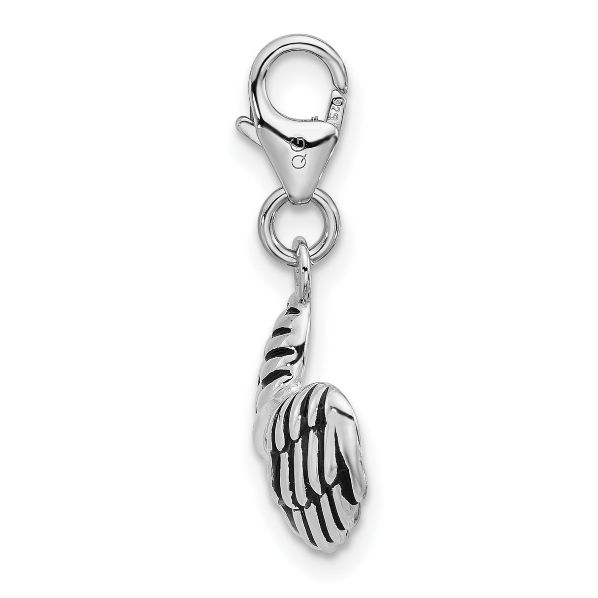 Enameled 3-D Pair of Angel Wings Charm Pendant in Real 925 Sterling Silver