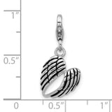 Enameled 3-D Pair of Angel Wings Charm Pendant in Real 925 Sterling Silver