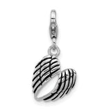 Enameled 3-D Pair of Angel Wings Charm Pendant in Real 925 Sterling Silver