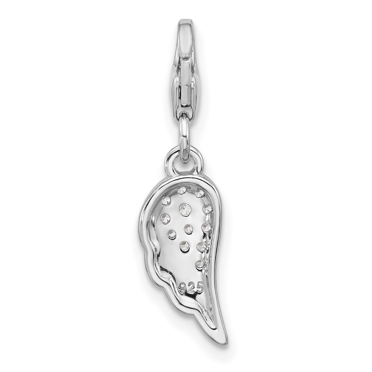 CZ Angel Wing Charm Pendant in Real 925 Sterling Silver