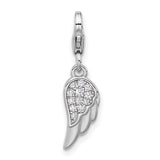 CZ Angel Wing Charm Pendant in Real 925 Sterling Silver