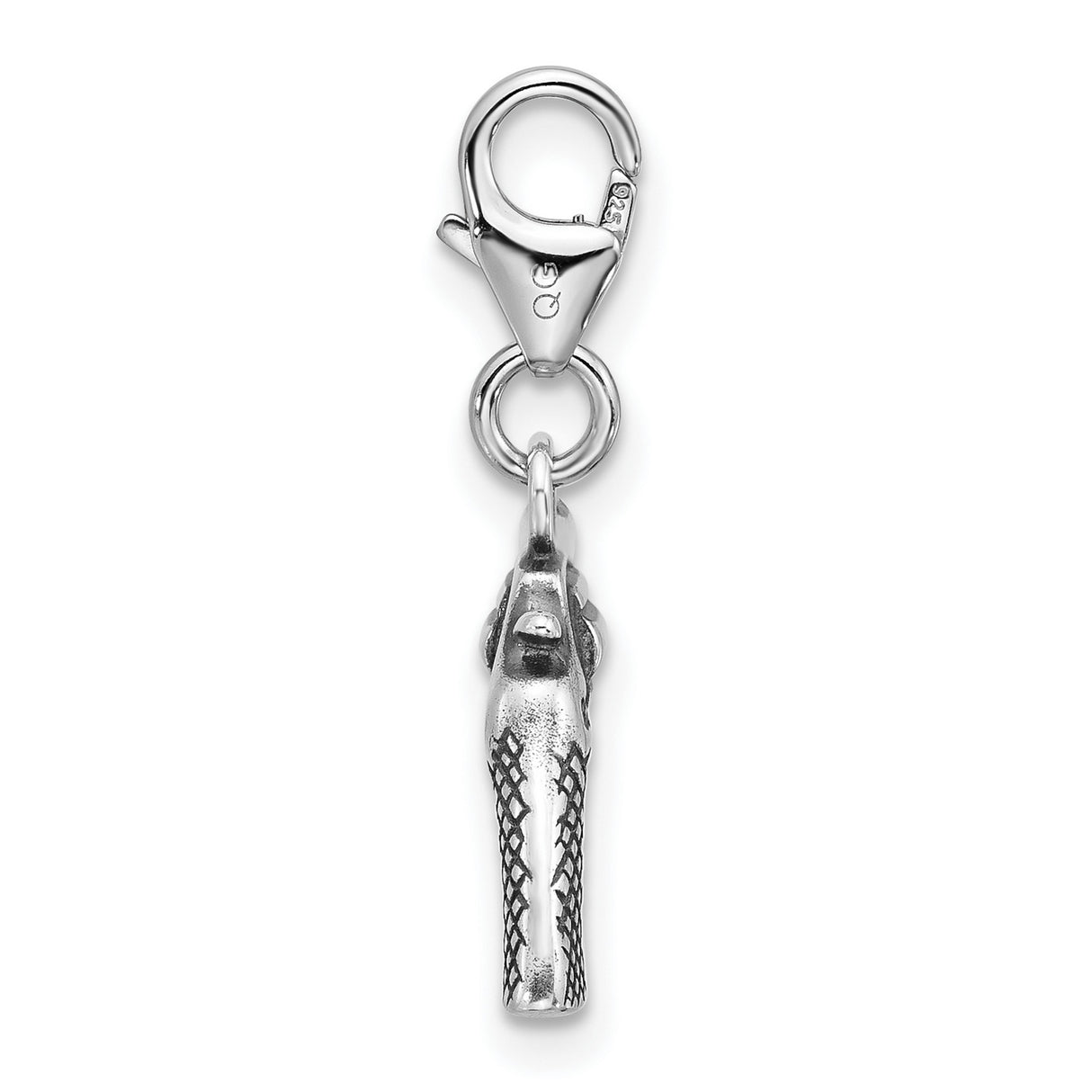 Sterling Silver Revolver Charm Pendant with 3D Pistol Design, Western Biker Style Jewelry