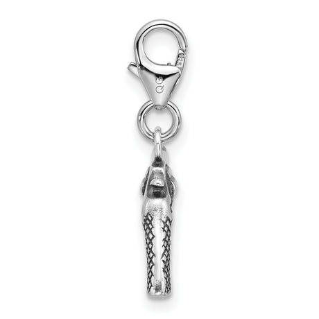 Sterling Silver Revolver Charm Pendant with 3D Pistol Design, Western Biker Style Jewelry